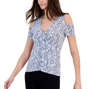 I.N.C Women's Cold-Shoulder V-Neck Top, Created for Macy's